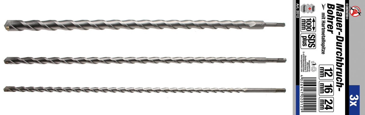 SDS DRILL BIT SET | SDS SHAFT | 12 / 16 / 24 MM | 3 PCS. (2012)