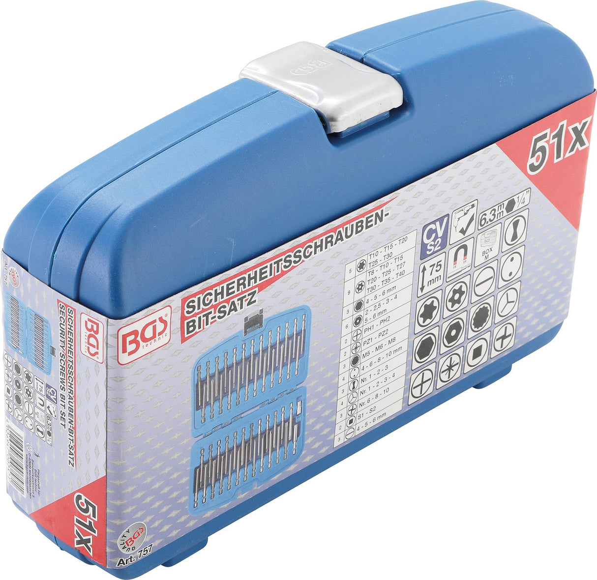 BIT SET FOR SECURITY SCREWS, LONG | 51 PCS. (757)