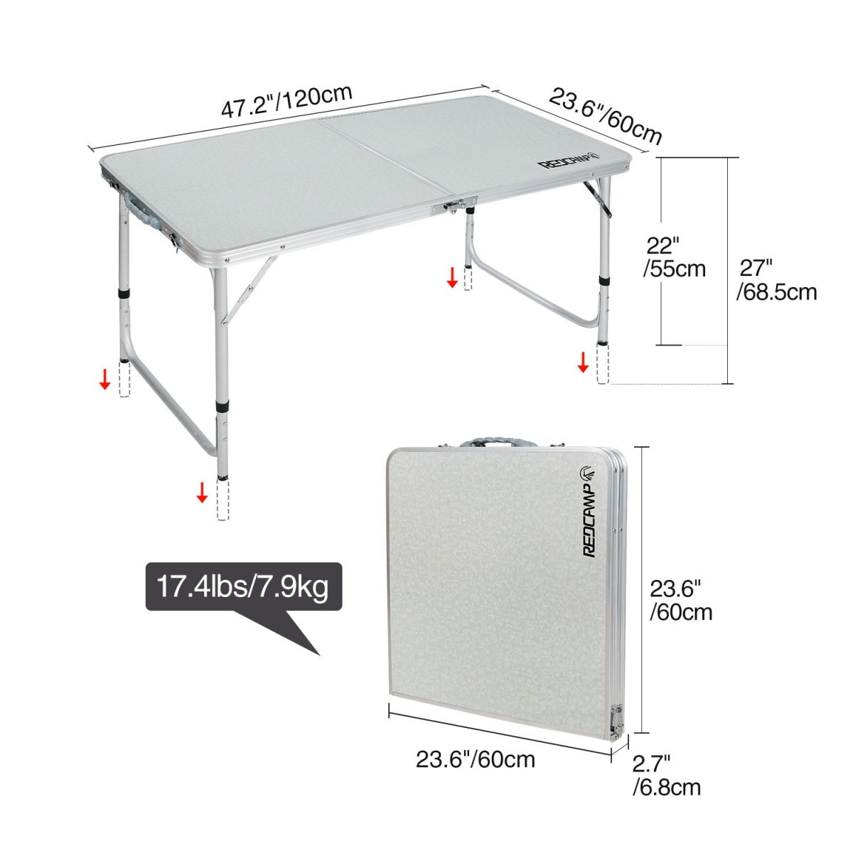 FOLDABLE TABLE / COUNTER | ALUMINUM | ADJUSTABLE HEIGHT (LC01)