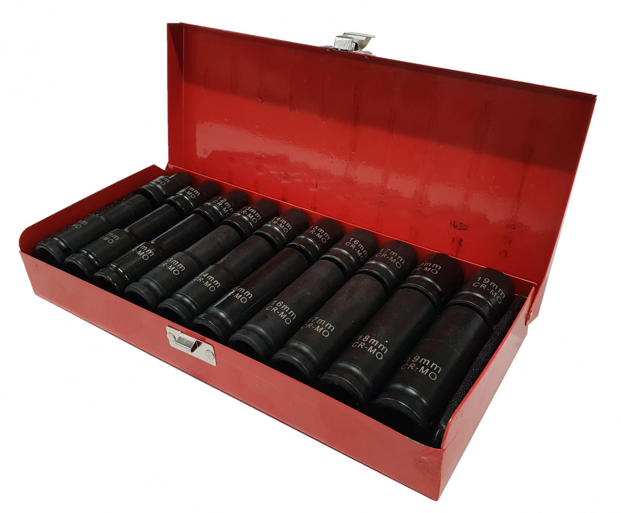 SET OF IMPACT SOCKETS LONG AND SHORT | CR-MO | 10 - 19 MM | 20 PCS. (CT1277M)