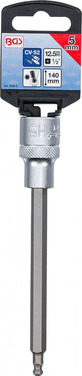 BIT SOCKET | LENGTH 140 MM | 12.5 MM (1/2") DRIVE | INTERNAL HEXAGON WITH BALL HEAD 5 MM (4258-5)