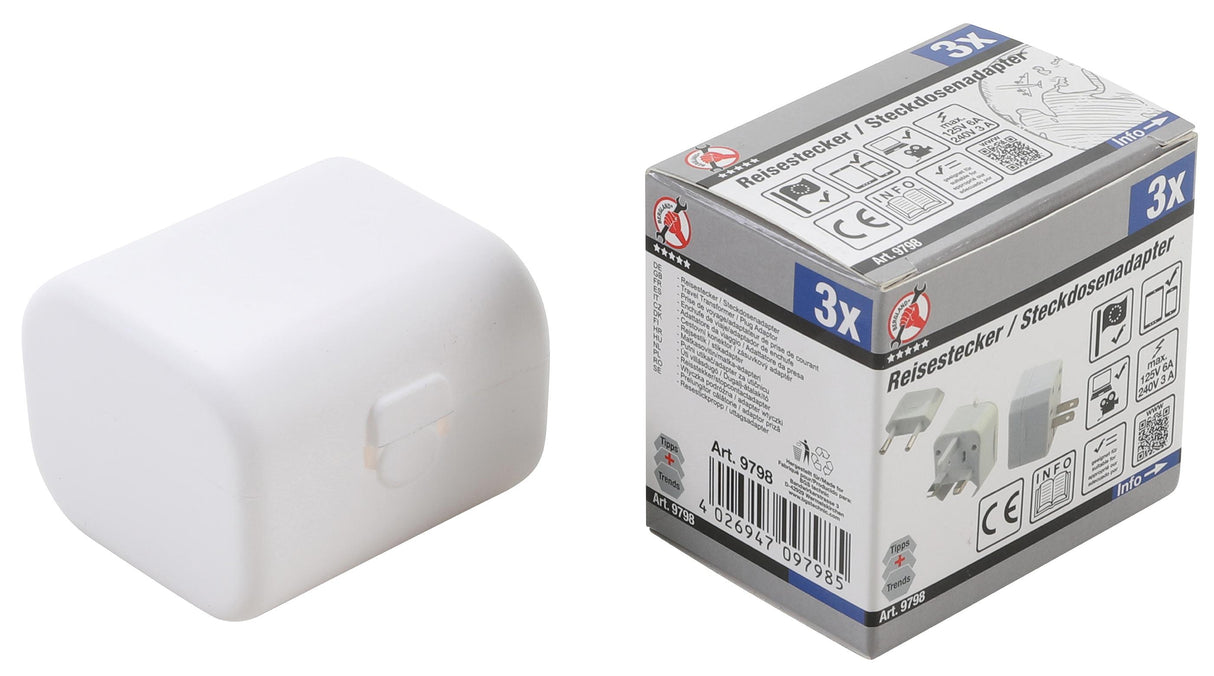 TRAVEL PLUG ADAPTOR | 3 PCS. (9798)