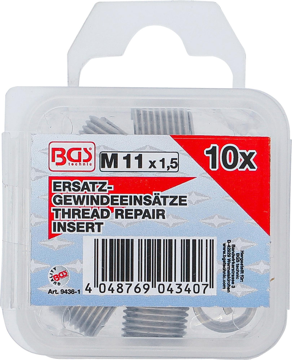 REPLACEMENT THREAD INSERTS | M11 X 1.5 MM | 10 PCS. (9436-1)