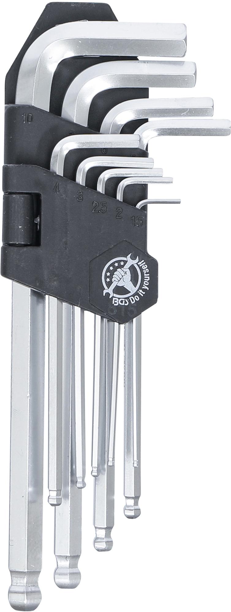 L-TYPE WRENCH SET | INTERNAL HEXAGON / INTERNAL HEXAGON WITH BALL HEAD 1.5 - 10 MM | 9 PCS. (815)