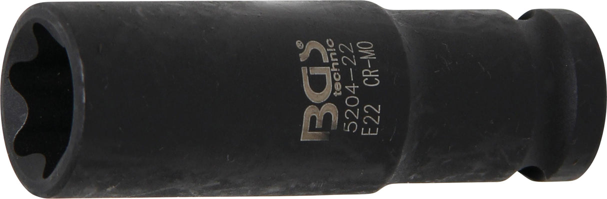 IMPACT SOCKET E-TYPE, DEEP | 12.5 MM (1/2") DRIVE | E22 (5204-22)