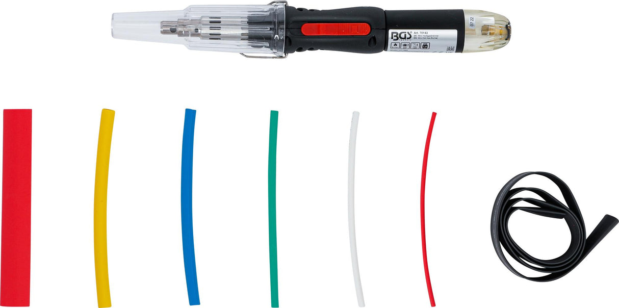 MINI HOT GAS BURNER WITH SHRINK TUBE ASSORTMENT | COLOURED | WITH PIEZO IGNITION | 162 PCS. (70143)