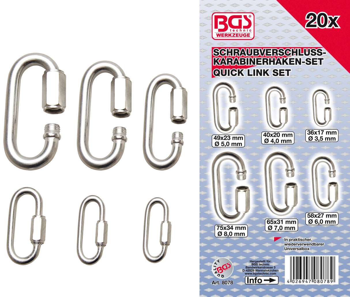 QUICK LINK ASSORTMENT | 20 PCS. (8078)