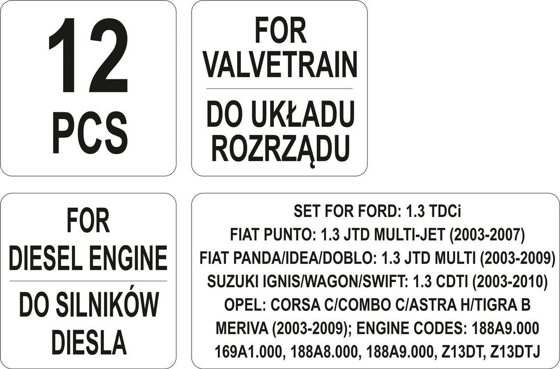 ENGINE TIMING TOOL SET OPEL/SUZUKI/FIAT (YT-06003)