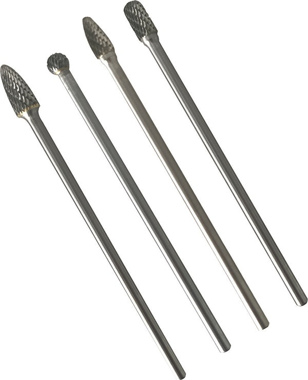 TUNGSTEN CARBIDE DIAMOND BURR SET | EXTRA LONG | 4 PCS. (SK8170)