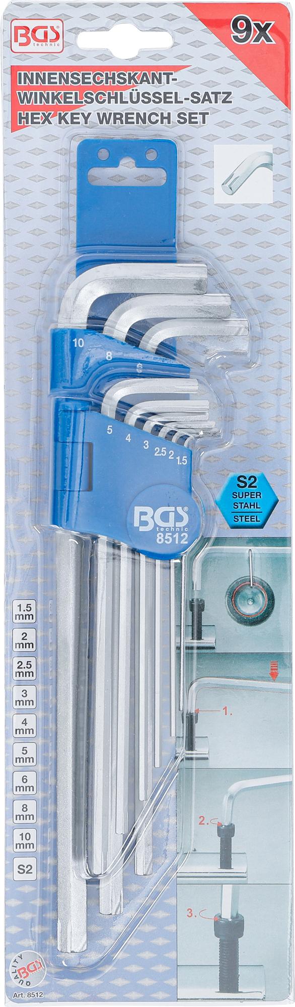 SPECIAL L-TYPE WRENCH SET | INTERNAL HEXAGON 1.5 - 10 MM | 9 PCS. (8512)
