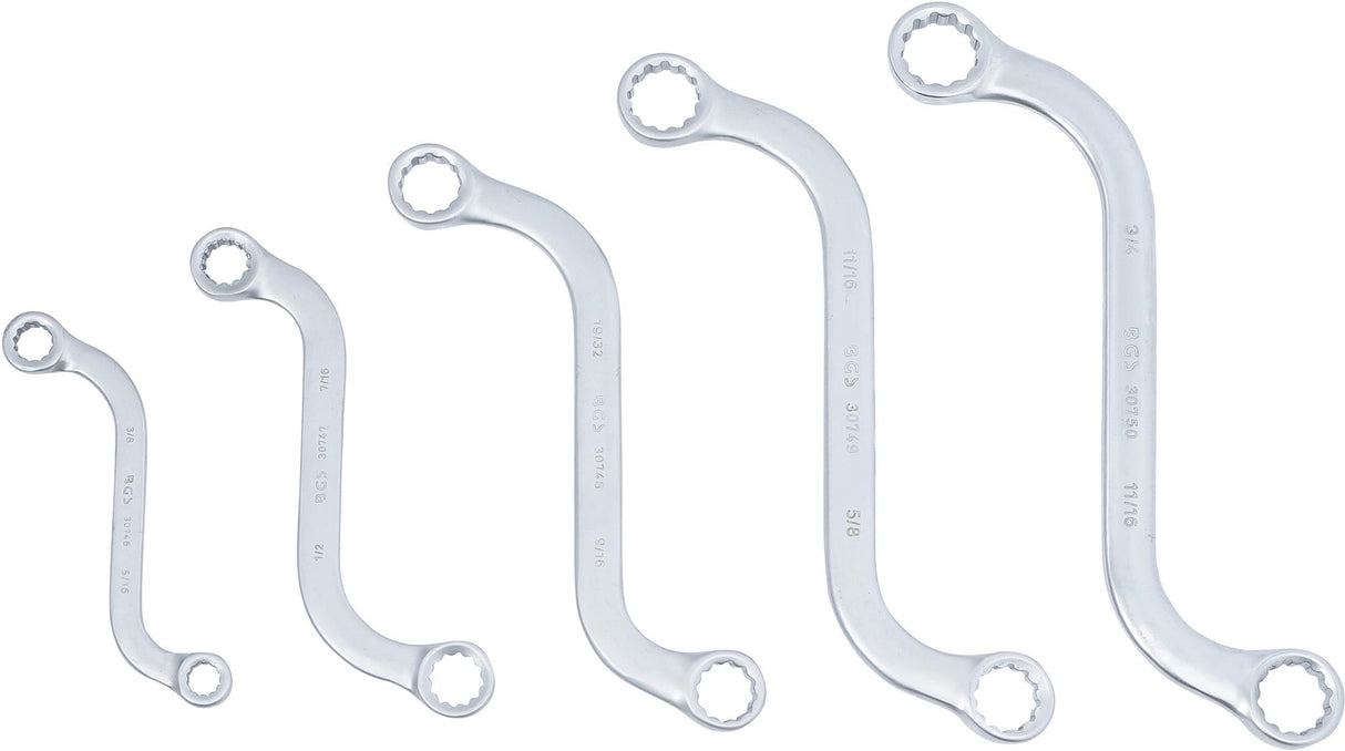 S-TYPE DOUBLE RING SPANNER SET | INCH SIZES | 3/8" - 3/4" | 5 PCS. (32150)
