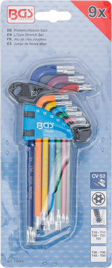 L-TYPE WRENCH SET | MULTICOLOUR | T-STAR TAMPERPROOF (FOR TORX) WITH BALL HEAD T10 - T50 | 9 PCS. (74464B)