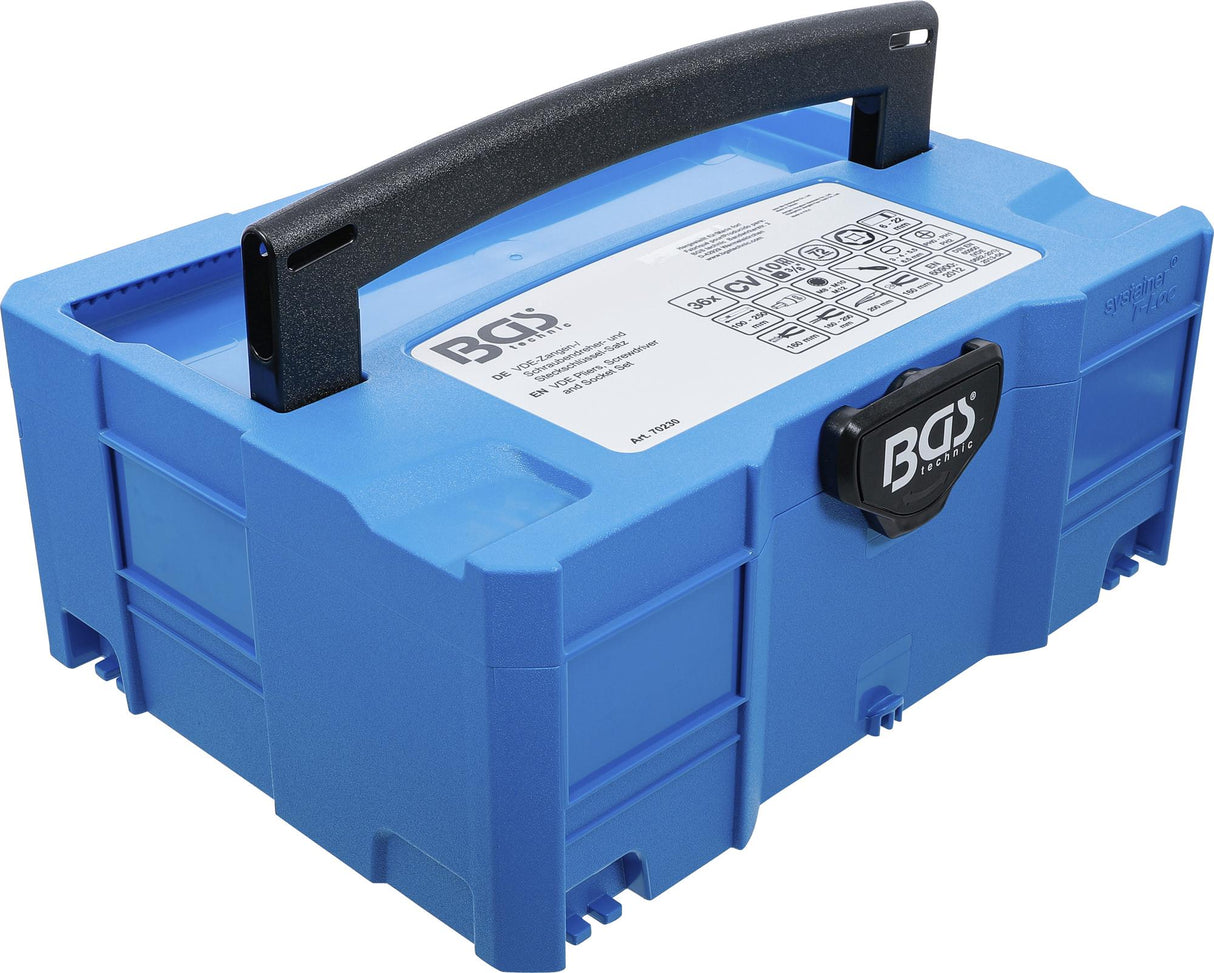 VDE PLIERS, SCREWDRIVER AND SOCKET SET | BGS SYSTAINER® | 36-PCS. (70230)