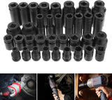 SET OF IMPACT SOCKETS LONG AND SHORT | CR-MO | 8 - 32 MM | 35 PCS. (SS35M)