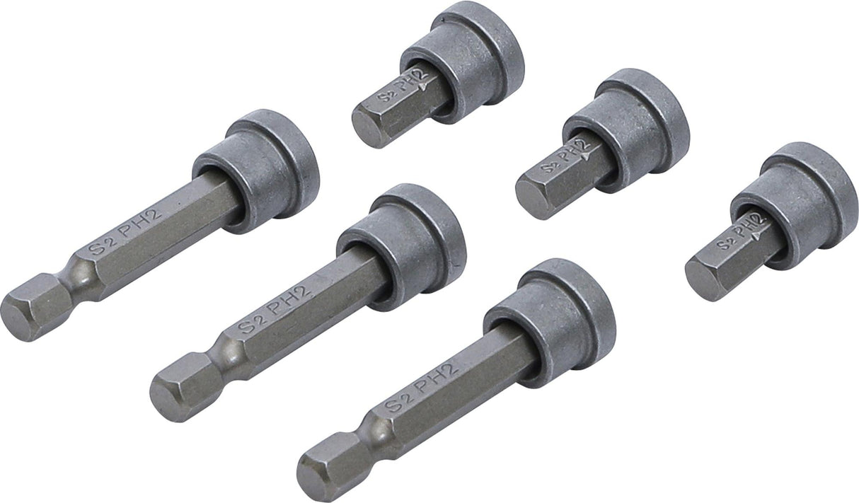 BIT SET WITH DEPTH STOP | FOR PLASTERBOARD | 6.3 MM (1/4") DRIVE | CROSS SLOT PH 2 | 6 PCS. (50406)