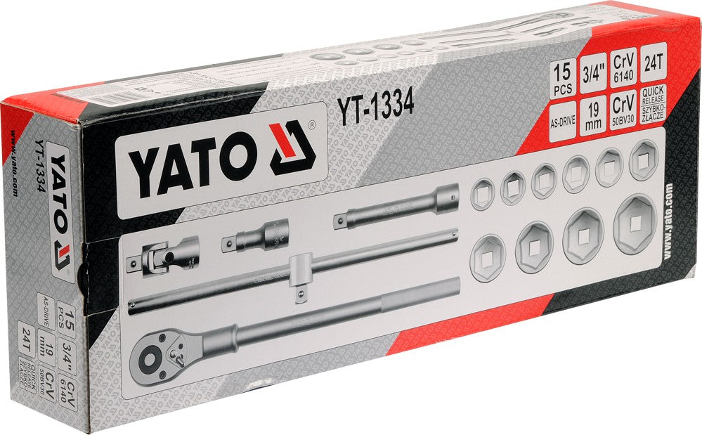 SOCKET SET 3/4" 15PCS (YT-1334)