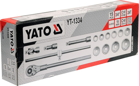 SOCKET SET 3/4" 15PCS (YT-1334)