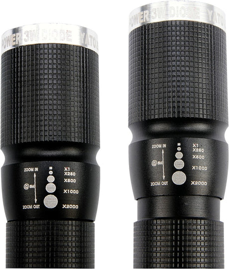 METAL TORCH W. LED DIODE, BLACK (YT-08571)