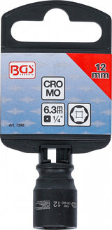 IMPACT SOCKET, HEXAGON | 6.3 MM (1/4") DRIVE | 12 MM (7292)