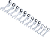 RATCHET COMBINATION WRENCH SET | SHORT | ADJUSTABLE | 8 - 19 MM | 12 PCS. (6543)