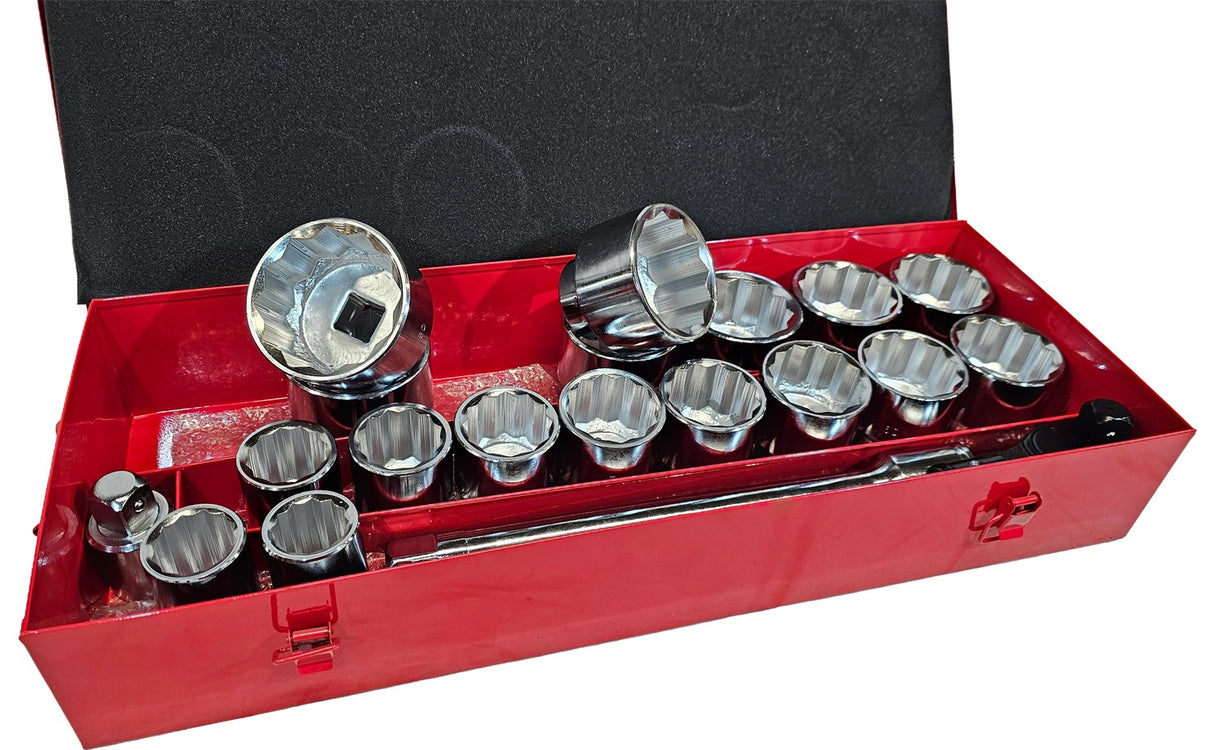 SOCKET AND WRENCH SET 12-POINT | 25 MM (1") | 36 - 80 MM | 22 PCS. (SS122)