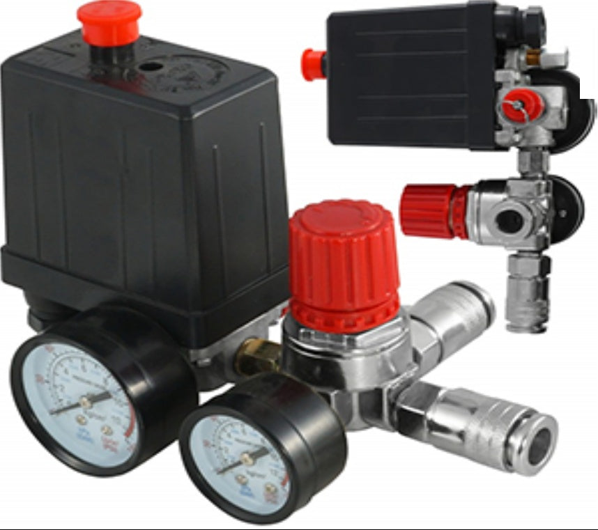 COMPRESSOR REGULATOR WITH PRESSURE SWITCH AND PRESSURE GAUGES | 230V (SK10677)