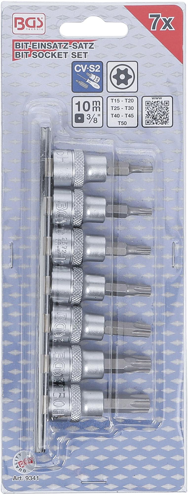 BIT SOCKET SET | 10 MM (3/8") DRIVE | T-STAR TAMPERPROOF (FOR TORX) T15 - T50 | 7 PCS. (9341)