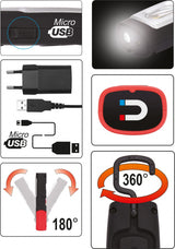WORK LAMP RECHARGEABLE | 3W COB, 350LM + 100LM (YT-08560)