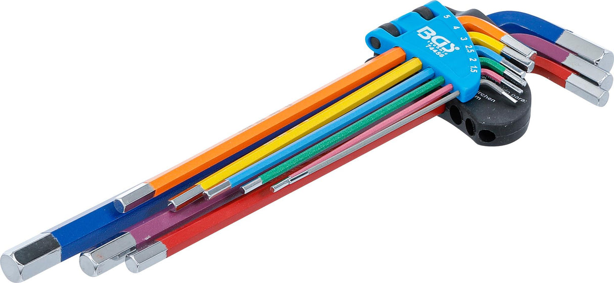 L-TYPE WRENCH SET | MULTICOLOUR | EXTRA LONG | INTERNAL HEXAGON 1.5 - 10 MM | 9 PCS. (74456B)