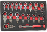 SET OF INSERTED FLEX RING WRENCHES | RATCHETING / STANDARD | 8 - 22 MM | 19 PCS. (RWS19)