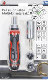 PRECISION BIT / MULTI SOCKET SET | WITH RATCHET SPINNER HANDLE FOR BITS, REVERSIBLE | 17 PCS. (20817)