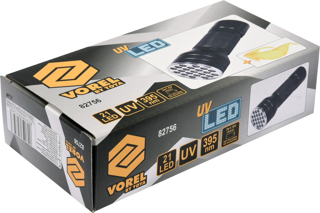 UV FLASHLIGHT 21 LED AND GLASSES SET (82756)