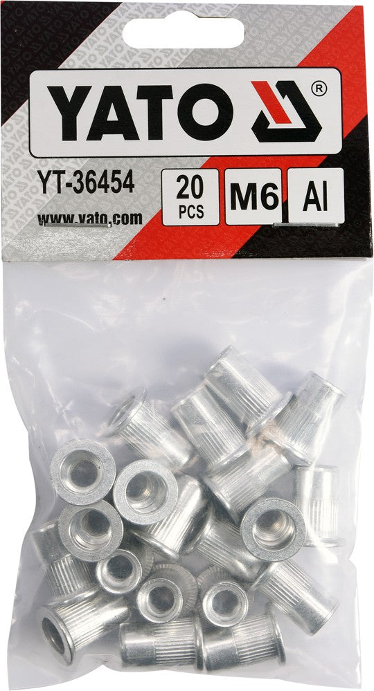 THREADED ALUMINUM RIVET NUTS M6, 20PCS (YT-36454)
