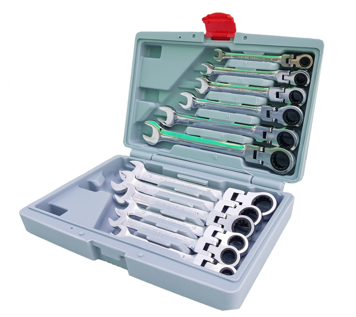 RATCHET WRENCH SET | PLASTIC BOX / FLEX HEAD | 8-19 MM | 12 PCS. (SK5300)