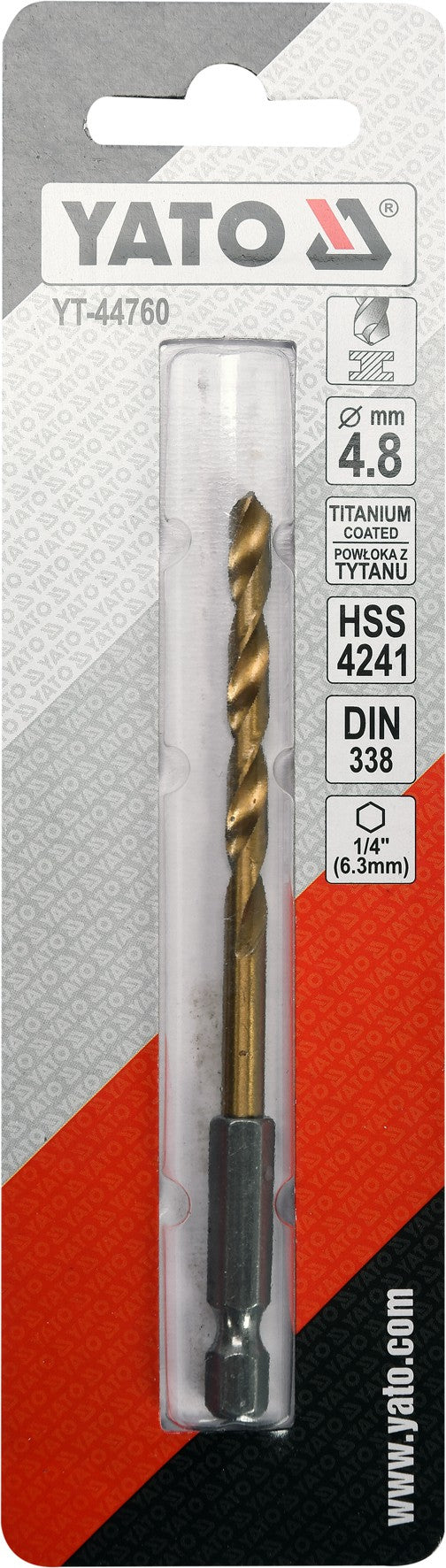 METAL DRILL WITH HEX SHANK 4,8MM TITAN (YT-44760)