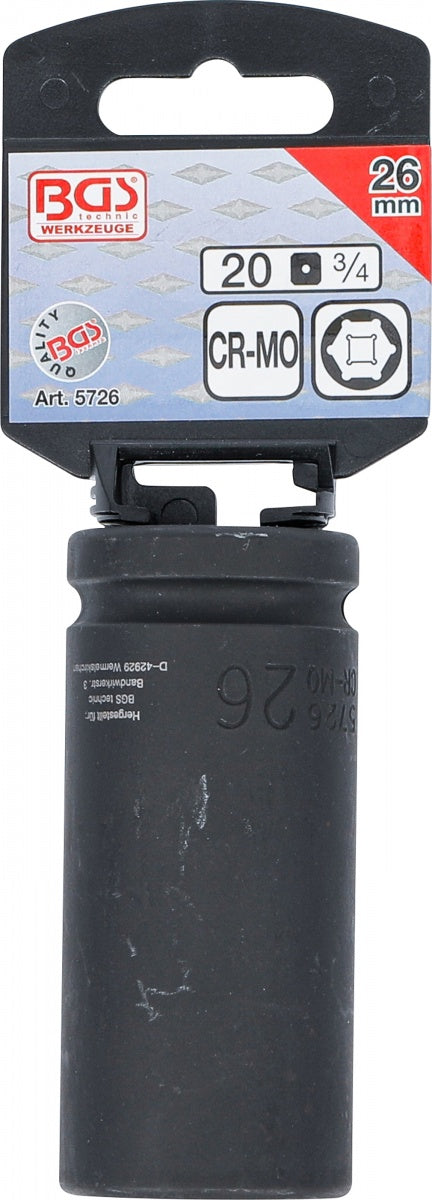 IMPACT SOCKET HEXAGON, DEEP | 20 MM (3/4") DRIVE | 26 MM (5726)