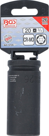 IMPACT SOCKET HEXAGON, DEEP | 20 MM (3/4") DRIVE | 26 MM (5726)