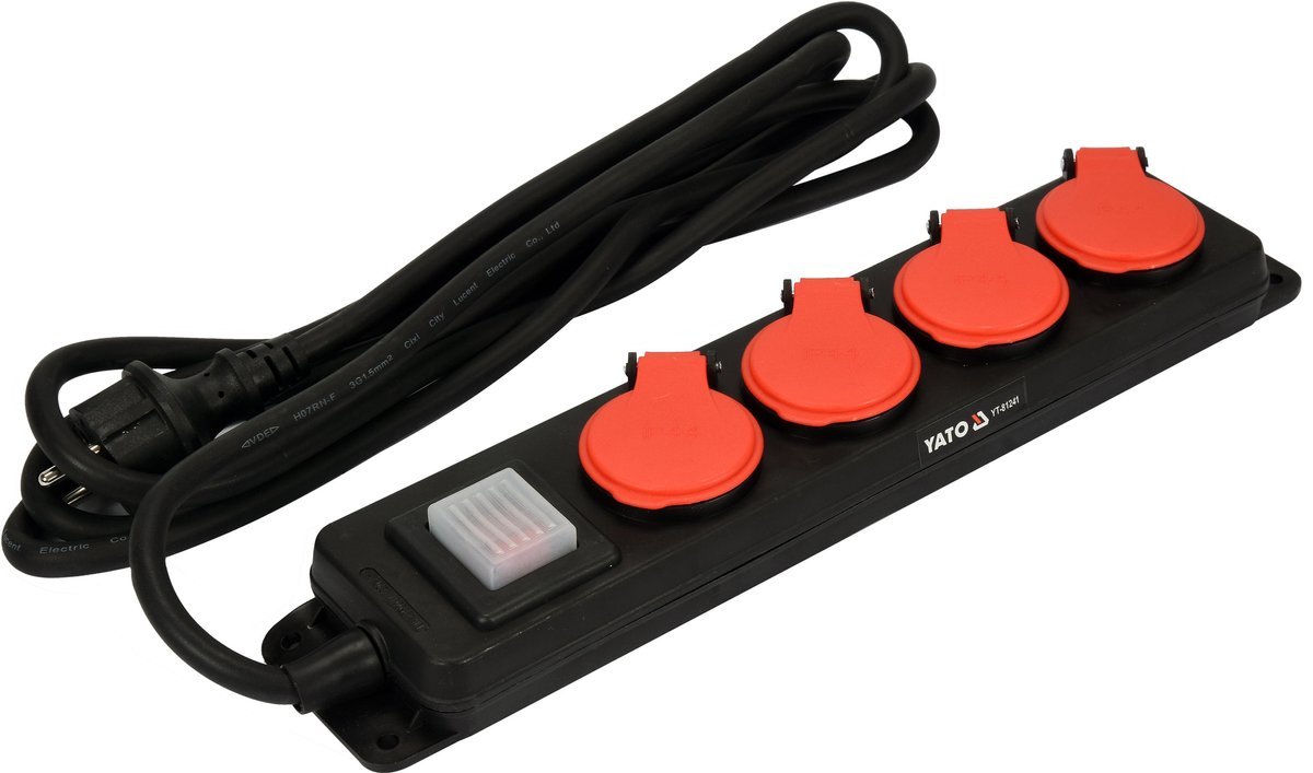 HD POWER STRIP IP 44 W. GROUND 4S 3M (YT-81241)