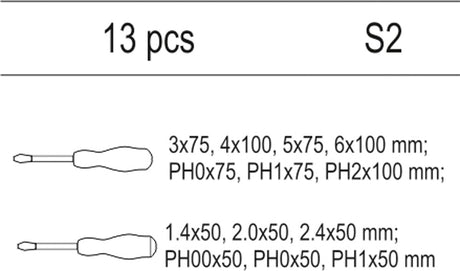 SCREWDRIVERS, 13 PCS SET (YT-55455)