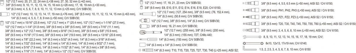 SOCKET SET 1/4", 3/8" & 1/2" 150PCS (YT-38811)