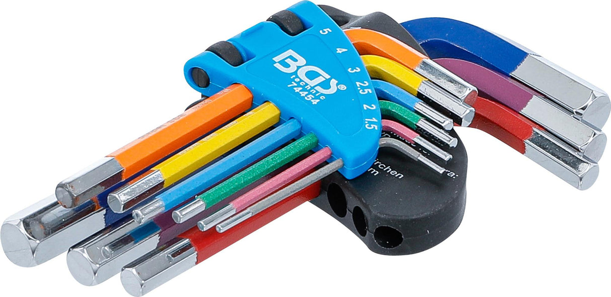 L-TYPE WRENCH SET | MULTICOLOUR | SHORT | INTERNAL HEXAGON 1.5 - 10 MM | 9 PCS. (74454B)