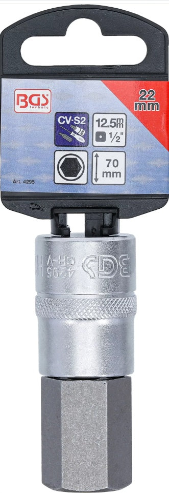 BIT SOCKET | LENGTH 70 MM | 12.5 MM (1/2") DRIVE | INTERNAL HEXAGON 22 MM (4295)