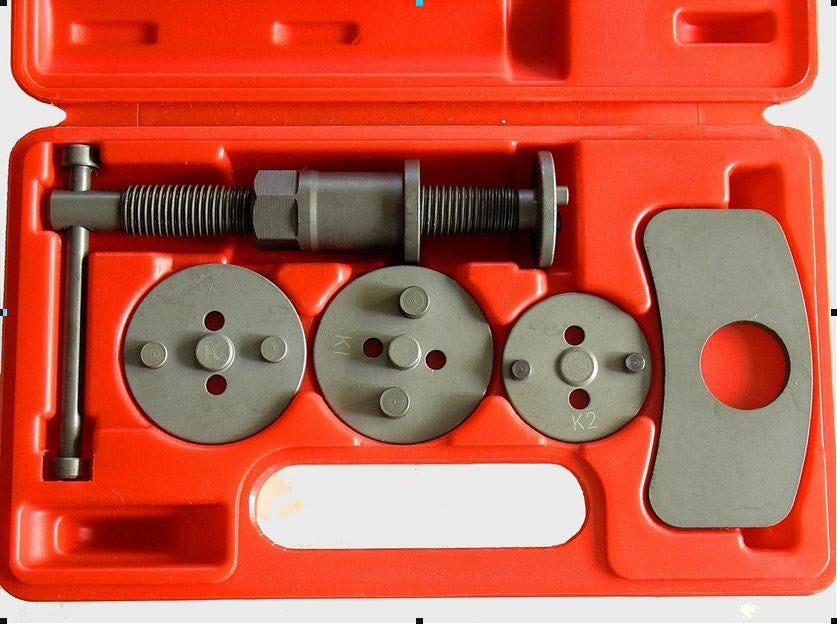 BRAKE CALIPER PISTON REWIND TOOL WITH LEFT-HAND THREAD AND 3 ADAPTERS (SK13586)