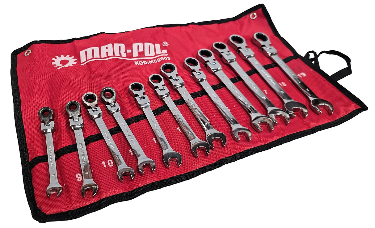 RATCHET WRENCH SET | FLEX HEAD | 8-19 MM | 12 PCS. (H00603)
