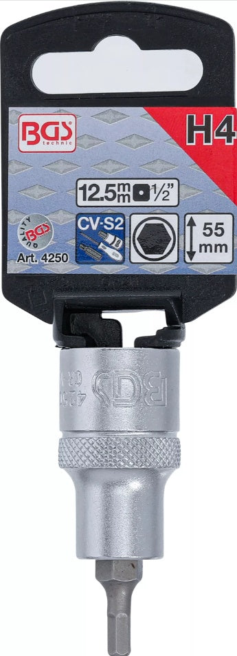 BIT SOCKET | 12.5 MM (1/2") | INTERNAL HEXAGON 4 MM (4250)