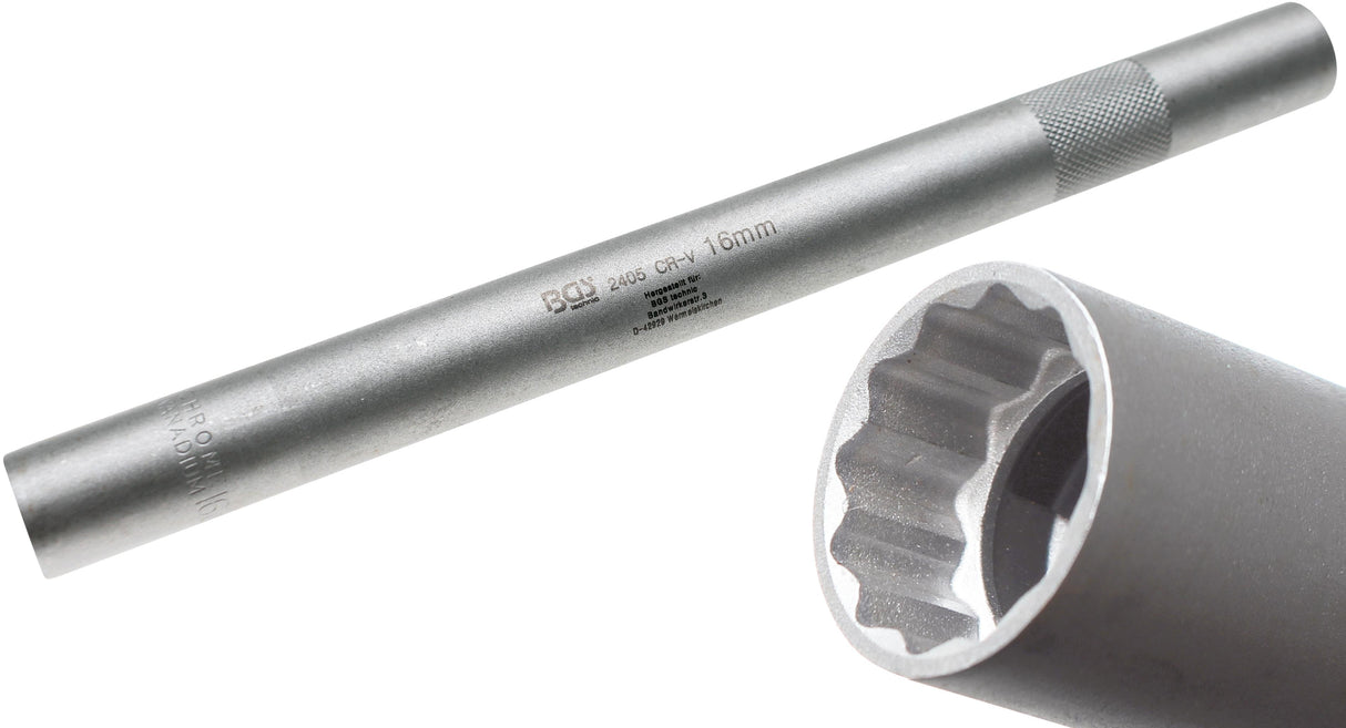SPARK PLUG SOCKET, 12-POINT, EXTRA LONG | 10 MM (3/8") DRIVE | 16 MM (2405)