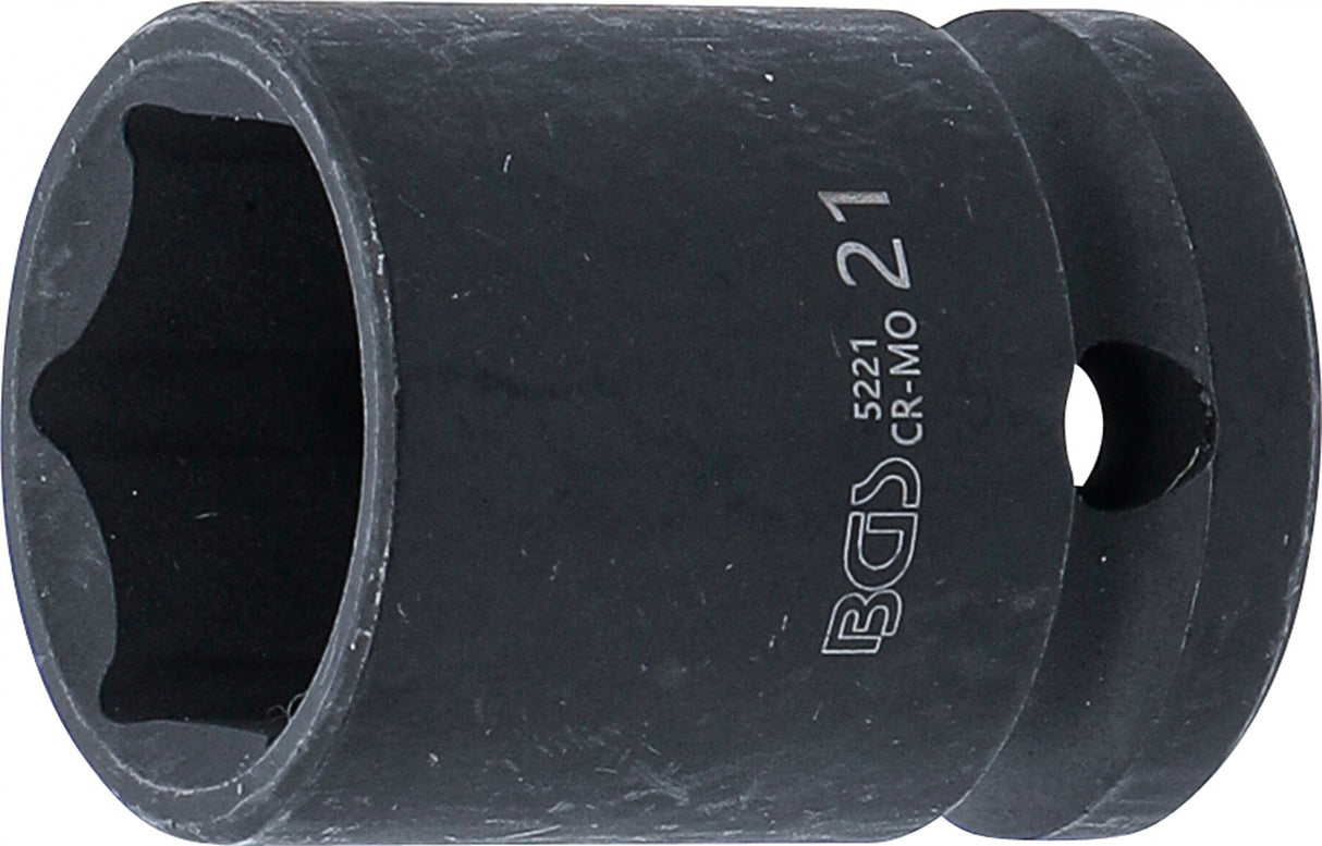 IMPACT SOCKET, HEXAGON | 12.5 MM (1/2") DRIVE | 21 MM (5221)