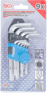 L-TYPE WRENCH SET | SHORT | INTERNAL HEXAGON 1.5 - 10 MM | 9 PCS. (807)
