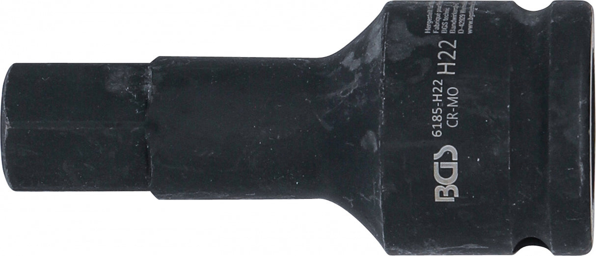IMPACT BIT SOCKET | LENGTH 100 MM | 20 MM (3/4") DRIVE | INTERNAL HEXAGON 22 MM (6185-H22)