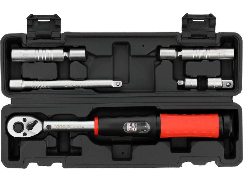 TORQUE WRENCH | 10 MM (3/8") | 10 - 60 NM | WITH SOCKETS | 6 PCS (YT-07843)
